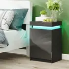 Bedside Tables LED RGB 3 Drawers High Gloss Front Nightstand with Lift up Storag