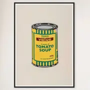 Galrie Banksy Soup Can Yellow Emerald Brown Poster - Iconic 2006 Art Print, Black Frame, A0 84 x 119cm (33 x 47inch)