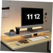 Monitor Stand Riser,Wood & Acrylic Computer Monitor Stand with LED White