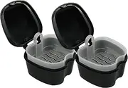 Dentojoy Denture Box in Black Color - Dental Orthodontic Retainer Case | Teeth Storage Box, Denture Storage Case Fake Tooth Holder with Strainer (2)