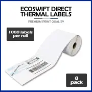 8000 4x6 "EcoSwift" Direct Thermal Labels Eltron Zebra - 3" Core 1000 per roll
