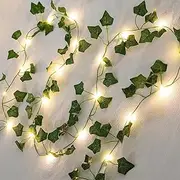 Vine String Lights, [1 Pack] Ivy Decor Leaf Garland Wreath Hanging lamp with 20 LEDs, Fairy Night Lights for Home, Room, Bedroom, Wall Decoration (6.56 FT, Battery Powered)