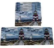 Set of 6 Park B. Smith Bar Harbor Tapestry Fabric Lighthouse Placemats/Runner