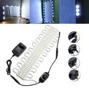 3M SMD5050 Waterproof White LED Module Strip Light Kit Mirror Signage Makeup Lamp + Adapter DC12V 7184 EU PLUG