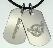 MANLY SEA EAGLES NRL MENS DOUBLE DOG TAG S/S LEATHER NECKLACE JEWELLERY