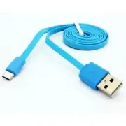 MicroUSB 6ft USB Cable Charger Cord Power Wire Sync Flat Blue for Cell Phones