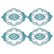 4Pack 12x17in Retro Lace Placemat Oval French Crochet Doilies Coaster Dark Green