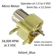5pcs Micro Motor (6mm Dia. x 12.2mm) 34,000 RPM at 3Vdc Removable Mounting Clip