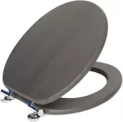 Toilet Seat, Elongated Toilet Seat, Soft Close Toilet Seat with Dark Grey