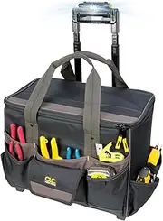 [Custom LeatherCraft] L258 TechGear Roller Tool Bag with Lighted Handle, 17-Inch