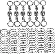 100pcs Fishing Swivels Fish Line Connectors for Saltwater Freshwater Steel Swivels Metal Fishing Hook Line Connectors Accessories