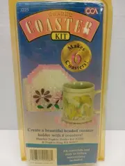 Vintage CCA Beaded Floral Coaster Set Craft Kit # 3225 Flowers Coaster Holder