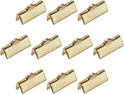 uxcell 180Pcs Ribbon Crimp Clamp Ends, 22mm Bookmark Pinch Cord End Clasps for DIY Craft Making, Light Golden