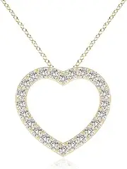 [Angara] Natural Prong-Set Diamond Open Heart Pendant Necklace in Sterling Silver/14ct Solid Gold for Women | April Birthstone Jewellery for Her