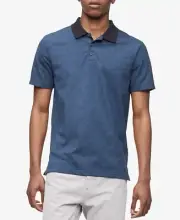 Calvin Klein Men's Short Sleeve Monogram Logo Printed Polo Shirt, Ink, S