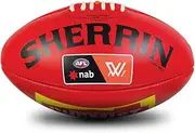 Sherrin AFLW Replica Game Leather Ball, Red, Size 4