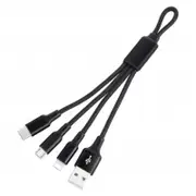 3 In1 20Cm Usb Charging Cable For Iphone / Micro Type Black Cables & Adapters