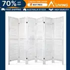 6 Panel Room Divider Screen 245x170cm Louver White Privacy Partition Home WH-AB