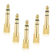 [Updated Version] 5-Pack Stereo Audio Adapter 6.35mm (1/4 inch) 1/4"M-1/8"F