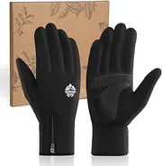[RIGWARL] Winter Thermal Gloves Men and Women, Waterproof Touchscreen Cold Weather Gloves with Adjustable Zippered Wrist