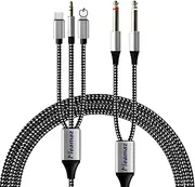 Meamaz 6.56FT MFi Certified Lightning to RCA Cable, RCA to 3.5mm, 1/4 Inch TRS Cable Audio Adapter, 3-in-1 Splitter Aux Audio Cord Compatible for iPhone, iPod, Amplifiers, Home Theater, Speaker