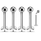 4 Pc Internal Threaded Surgical Steel Tragus Lip Piercing Labret Stud Ring 16g