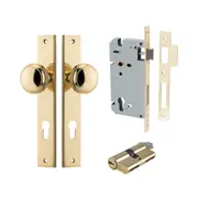 Iver Paddington Door Knob on Rectangular Backplate Entrance Kit Key/Key