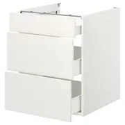 ENHET base cb w 3 drawers, white, 60x62x75 cm
