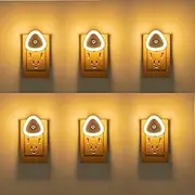 6 Pack LED Plug in Night Lights with Smart Sensor Dusk to Dawn Sensor, 0.5 W Warm White LED Nightlight for Bedroom Bathroom Hallway Kitchen AU Plug,Sensor Lights