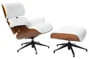 SK Designer Living | Replica Eames Lounge Chair | 5 Star Ottoman | White