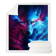 Where Light and Dark Meet Moon Wolf Throw Blanket