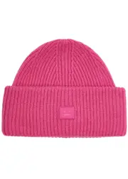 Acne Studios Pana Face Ribbed Wool Beanie - Fuchsia ONE SIZE