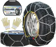 Automatic Snow Chains, 2 Pieces x 12 mm, 1 Minute Quick Installation of Snow Chains with Automatic Tensioner, Alloy Steel Snow Chains for Car (Size 130)