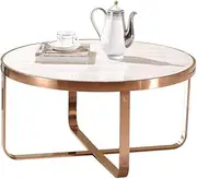 Simplistic Faux Marble Coffee Table/End Table Creative Stainless Steel Rose Gold Metal Frame All-Match Small Side Table, Size Optional/80 * 45Cm Feito na China Comfortable Anniversary