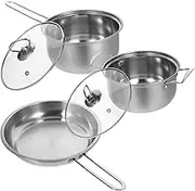 GREENADSCAPE 1 Set Stainless Steel Kitchen Cookware Frying Pan Soup Pot and for Versatile Cooking Compact Design for and Even Heat Distribution