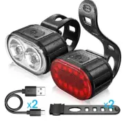 Cycling Bicycle Front Rear Light Set Bike USB Charge Headlight Light Taillight