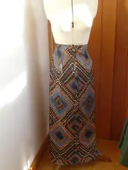 ATMOSPHERE PRIMARK COLOURFUL ABSTRACT PEACOCK FEATHER PRINT MAXI SKIRT 6 8 10