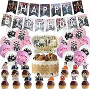 EN-HYPEN Birthday Decorations Gift Set,EN-HYPEN Birthday Party Supplies Includes EN-HYPEN Banners - Cake Topper - 12 Cupcake Toppers - 18 Balloons