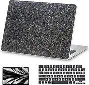 AKIT Compatible with MacBook Pro 13 inch Case 2025 2024-2020 M2 M1 A2338 A2251 A2289, Glossy Glitter [Anti-Cracking] Hard Shell Laptop Case Cover&Keyboard Cover for MacBook Pro 13.3 inch, Black
