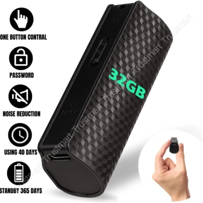 32GB Spy Recording Device Spy Voice Activated Recorder Mini Microphone Audio MP3