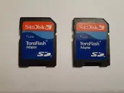 2PCs SanDisk MicroSD Micro SD SD HC SDHC Adaptor Memory Card Reader Transflash