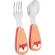 Skip Hop Zootensils Fork & Spoon Toddler Cutlery Set With Soft Side Grips - Fox
