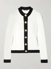 [Balmain] Balmain - Two-tone Knitted Cardigan - White - FR 42 FR 42 White