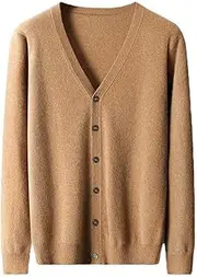 [SYRIS] Men's Sports and Leisure Autumn Cashmere Cardigan Men's Jacket V-Neck Thin Knit Sweater Solid Colour Cashmere Jumper Outwear Wool Sweater Soft Touch (Color : A, Size : XXL)