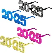 Oshhni 4 Pairs 2025 Glasses Funny Decorative Photo Props Glasses for Celebrations
