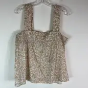 Faherty NWT Women's Peach Vines Square Neck Ozette Top Size L