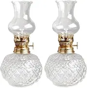 Kerosene Lamp, Old Fashioned Spherical Classic Oil Lamp with Clear Glass Lampshade Adjustable Switch Kerosene Lamp Oil Lantern Table Lights Craft Gifts Lantern 7.08in Height