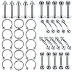 40pcs Piercing Kit 16G Nose Lip Tongue Ear Eyebrow Ring Studs Piercing Set