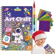 Huayeex Foil Art for Kids, Foil Art Kit Coloring Cards, Scrapbooking Stickers Card Making Set, Coloring Book Astronaut Arts & Crafts, Educational Toys for Kids Over 3