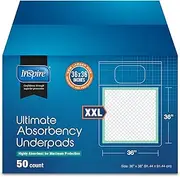 Inspire Extra Large Super Absorbent Bed Pads for Incontinence Disposable 36 x 36 Inches | Ultra Thick and Absorbent Polymer Incontinence Bed Pads and Bed Liner Chucks Pads Disposable Puppy Pads Large